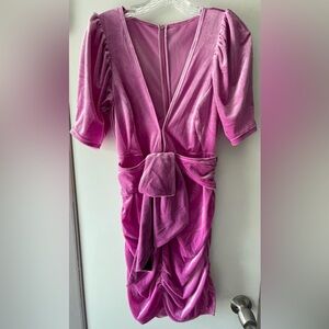 FOR LOVE & LEMONS LOLA HOT PINK RUCHED VELVETEEN BODYCON SHORT/MINI DRESS SIZE 8
